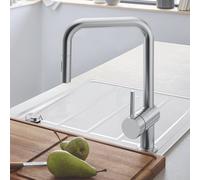 GROHE Minta - Mitigeur monocommande de cuisine taille L avec bec orientable et douchette extractible supersteel