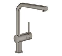Grohe Minta mitigeur d'évier 30274AL0 graphite dur brossé, double jet extractible, bec en L