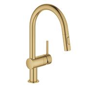 GROHE Minta Mitigeur monocommandé pour évier, portée 223mm, bec en C, extractible, Easy Docking, pivotant, double douchette d'évier, 32321GN2, Couleur: lever de soleil frais brossé