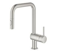 GROHE Minta - Mitigeur monocommande de cuisine taille L avec bec orientable et douchette extractible supersteel