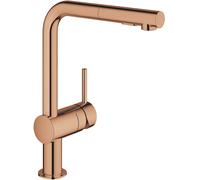 GROHE Minta Mitigeur monocommandé pour évier, saillie 223mm, bec en L, douchette Dual extractible, 30274DA0, Couleur: coucher de soleil chaud