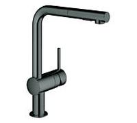 GROHE Minta Mitigeur monocommandé pour évier, bec en L, avec douchette extractible Dual, 30274A00, Couleur: graphite dur