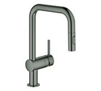 Grohe Minta mitigeur d'évier 32322AL2 graphite dur brossé, double jet extractible, bec en U