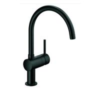 GROHE Minta Mitigeur monocommandé pour évier, bec en C, 32917KS0, Couleur: vellvet noir