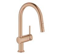 GROHE Minta Mitigeur monocommande pour Evier de cuisine (Douchette extractible, Bec Haut, Bec C, zone pivotante à 360°), Rose Gold Brossé, 32321DL2
