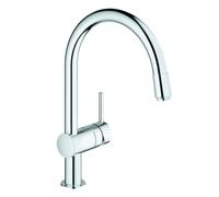 GROHE Minta Mitigeur monocommandé pour évier, portée 215mm, bec en C, GROHE EcoJoy, extractible, pivotant, 3291800E