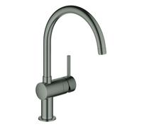 GROHE Minta Mitigeur monocommandé pour évier, portée 223mm, bec en C, pivotant, 32917AL0, Couleur: graphite dur brossé