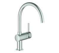 GROHE Minta Mitigeur monocommandé pour évier, bec en C, 32917DC0, Couleur: acier super