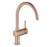 GROHE Minta Mitigeur monocommandé pour évier, portée 223mm, bec en C, pivotant, 32917DL0, Couleur: coucher de soleil chaud brossé