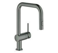 GROHE Minta Mitigeur monocommandé pour évier, portée 225mm, bec en U, extractible, Easy Docking, douchette double, pivotant, 32322AL2, Couleur: graphite dur brossé
