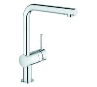 GROHE Minta Mitigeur monocommandé pour évier, saillie 223mm, bec en L, douchette Dual extractible, 30274000, Couleur: chrome