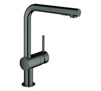 GROHE Minta Mitigeur monocommandé pour évier, saillie 223mm, bec en L, douchette Dual extractible, 30274A00, Couleur: graphite dur