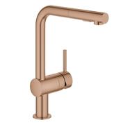 GROHE Minta Mitigeur monocommandé pour évier, saillie 223mm, bec en L, douchette Dual extractible, 30274DL0, Couleur: coucher de soleil chaud brossé