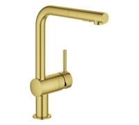 GROHE Minta Mitigeur monocommandé pour évier, saillie 223mm, bec en L, douchette Dual extractible, 30274GN0, Couleur: lever de soleil frais brossé