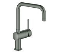 GROHE Minta Mitigeur monocommandé pour évier, saillie 223mm, bec en U, orientable, 32488AL0, Couleur: graphite dur brossé