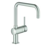 GROHE Minta Mitigeur monocommandé pour évier, saillie 223mm, bec en U, orientable, 32488DC0, Couleur: acier super