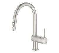 GROHE Minta Robinet de cuisine - haut - bec pivotant/extensible - 2 types de jets - supersteel brossé 32321DC2