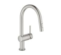 Grohe Minta Mitigeur d'évier monocommande 31358DC2 supersteel, électronique, double jet extractible