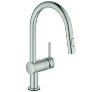 Grohe Minta Mitigeur d'évier monocommande 31358DC2 supersteel, électronique, double jet extractible