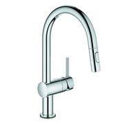 GROHE Minta Touch Mitigeur électronique pour évier, portée 223mm, bec en C, extractible, alimentation par pile, pivotant, 31358002, Couleur: chrome