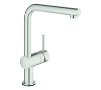 GROHE Minta Touch Mitigeur électronique pour évier, portée 224mm, bec en L, alimentation par pile, pivotant, extractible, 31360DC1, Couleur: acier super