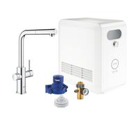 GROHE mitigeur monocommande à "L" BLUE HOME avec système pour 3 types d'eau 31326002 (chromé avec mousseur extractible - acier chromé)
