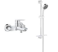 GROHE Mitigeur monocommande Bain/Douche Start avec inverseur, robinet avec mousseur économique & Ensemble de douche Vitalio Comfort, pommeau de douche Vitalio Comfort 100 4 jets