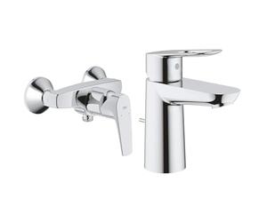 GROHE Mitigeur monocommande Douche Start Flow, robinet à montage mural, raccord fileté & Mitigeur Lavabo Bauloop 23335000 (Import Allemagne), Chromé, Ancienne version
