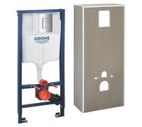 GROHE Pack bâti-support WC Solido Rapid SL avec habillage prêt à carreler et plaque de commande Even