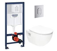 Pack WC autoportant Rapid SL Plaque Arena Chrome Fixations Murales Set Isolation Phonique WC Suspendu Arena Project