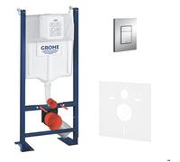 Grohe - Pack WC Bâti autoportant Rapid SL avec Plaque Skate Cosmopolitan chromée et Set d'isolation phonique (39145000-1)