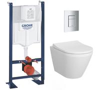 Grohe - Pack WC Bâti Autoportant Rapid SL + WC sans bride Integra + Abattant softclose + Plaque chrome (ProjectIntegraRimless-1-SP)