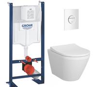 Grohe - Pack WC Bâti Autoportant Rapid SL + WC sans bride Integra avec fixations invisibles + Abattant softclose + Plaque blanc alpin