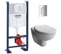 Grohe - Pack WC Bâti Autoportant Rapid SL + WC sans bride Vitra Normus + Abattant softclose + Plaque chrome