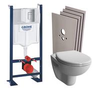 Grohe - Pack WC Bâti Autoportant Rapid SL + WC Vitra Normus sans bride + Abattant softclose + Set habillage + Plaque chrome