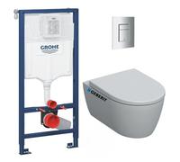 Grohe - Pack WC Bâti-support Rapid SL+ Cuvette WC suspendu Geberit Rimfree + Plaque de commande WC Skate Cosmopolitan