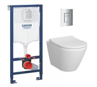 Grohe - Pack WC Bâti-support Rapid SL + Vitra Integra WC sans bride + abattant soft close + Plaque de commande WC Skate Cosmopolitan