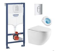 Pack WC Bâti-support + WC sans bride Tornado Quiet SAT Fusion + Abattant softclose + Plaque Chrome