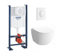 Grohe - Pack WC Cuvette Sento Compacte + Rapid SL autoportant NF + plaque Skate Air blanche (ProjectSentoCOMPACT-3)