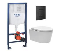 Grohe - Pack WC Rapid SL + Cuvette sans bride Swiss Aqua Technologies + Plaque de commande noir mat (RapidSL-SATrimless-KF0)