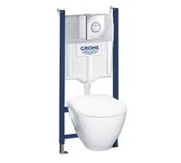 GROHE Pack WC suspendu Solido, cuvette et plaque de commande chromée