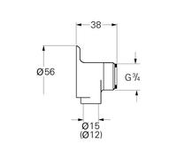 GROHE Plaque Murale 12018 Extérieure 3/4"x15mm Fin De Course 2 Pièces Chromé