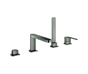 GROHE Plus Combiné monocommande 4 trous pour baignoire, montage sur gorge, saillie 211mm, avec accessoires, 29307AL3, Couleur: graphite dur brossé