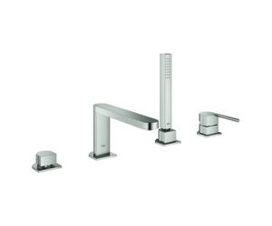 GROHE Plus Combiné monocommande 4 trous pour baignoire, montage sur gorge, saillie 211mm, avec accessoires, 29307DC3, Couleur: acier super