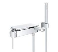 Grohe Plus mitigeur bain 33547003 chromé , avec garniture de douche, régulateur jet laminaire, montage mural