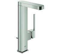 GROHE Plus Mitigeur monocommandé pour lavabo, L-Size, saillie 120mm, orientable, vidage à tirette, 23851DC3, Couleur: acier super
