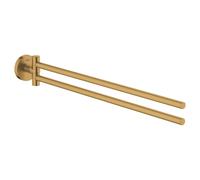 GROHE Start Barre Porte-Serviettes Pivotante à 2 Bras (Métal, Fixation Murale Cachée, Vis et Chevilles Incluses, Installation Facile, 439 mm), Gold Brossé Cool Sunrise, 41183GN0