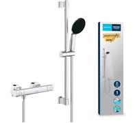 GROHE Precision Get Mitigeur Thermostatique Douche,Ensemble de Douche 1 jet avec barre 60cm,Economie d'eau,A coller avec GROHE Qu