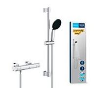 Grohe Precision Get QuickFix Mitigeur douche - thermostatique - avec raccords - barre curseur 60cm - douchette 1 jet - Chrome 34856000