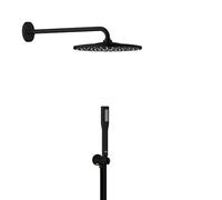 GROHE Precision Round - Système de Douche Encastré avec Thermostat 2 Sorties (Douche de Tête Ronde 31 cm Jet Pluie Mono, Douchette Stick 1 Jet, Flexible de Douche 1,5 m), Noir Mat, 348802430